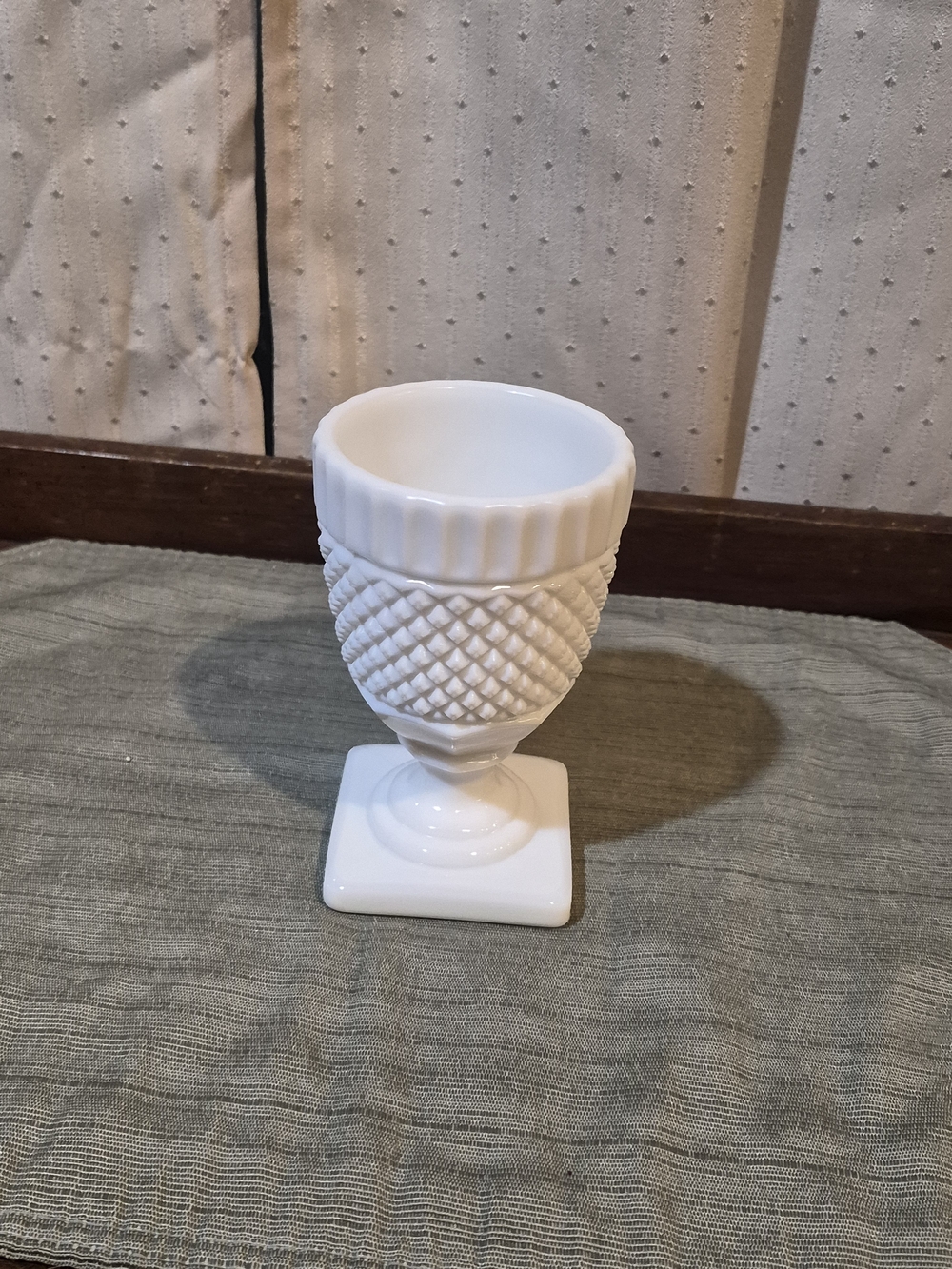 Vintage Westmoreland Milk Glass English Hobnail Goblet Square Base 5-1/8"
